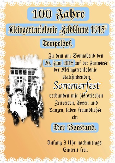 Programm 100 Jahre KG Feldblume 1915